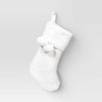 20" Christmas Striped Faux Fur Stocking White - Wondershop™ | Target
