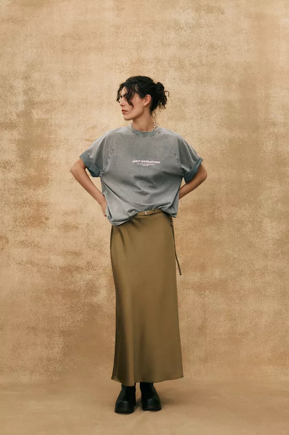 MIDI SKIRT WITH BELT | Zara UK