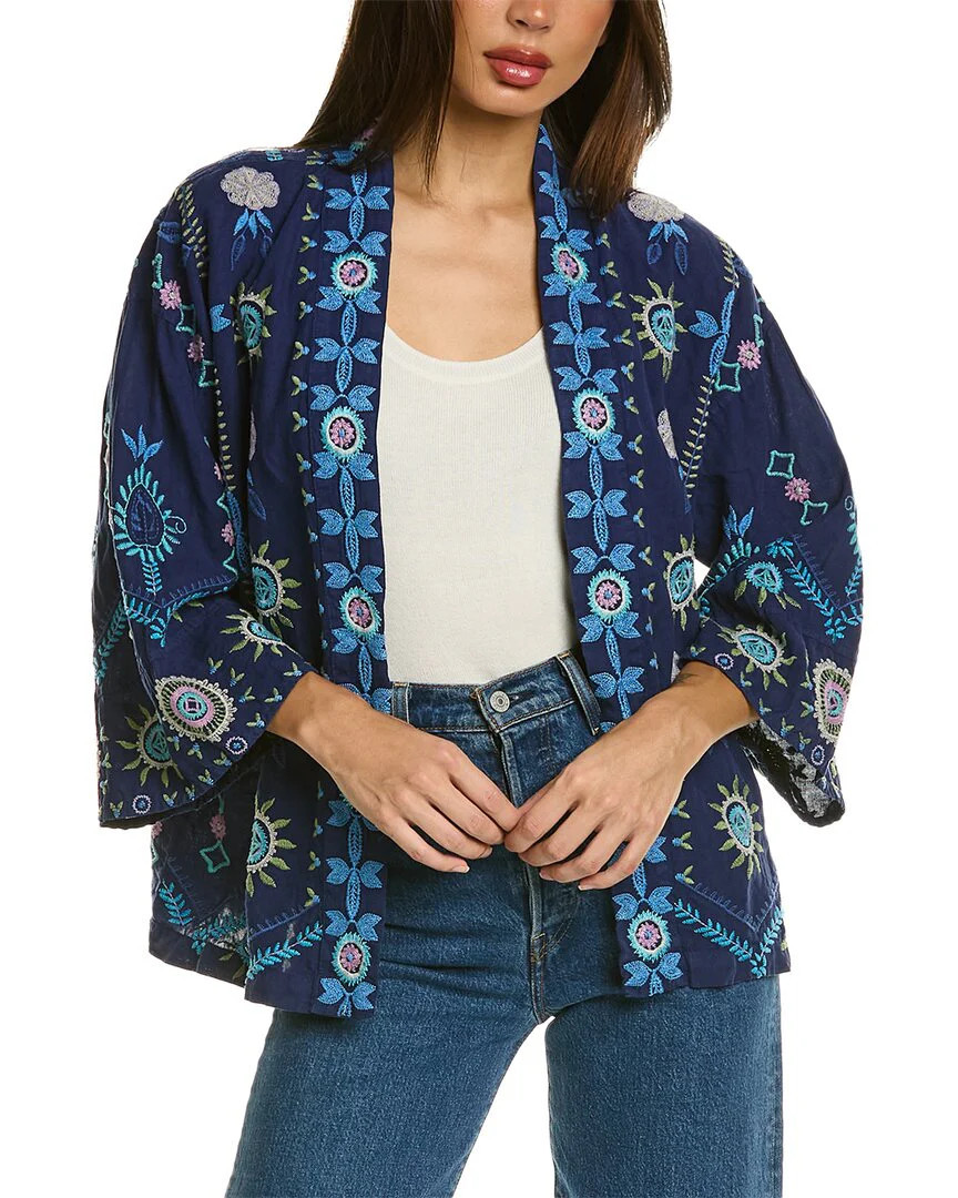 Johnny Was Oriel Cropped Linen Kimono | Shop Simon