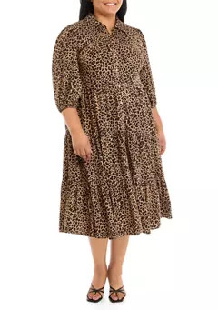 Crown & Ivy™ Plus Size 3/4 Sleeve Midi Shirt Dress | Belk