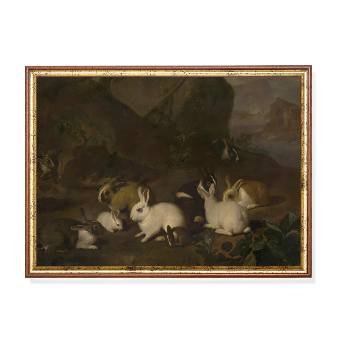 Printed and Shipped  Vintage Rabbit Painting  Antique - Etsy | Etsy (US)