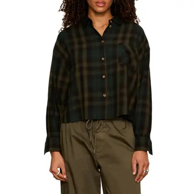 Sanctuary The Autumn Edit Flannel Shirt in Forest Green Plaid at Nordstrom, Size X-Large | Nordstrom