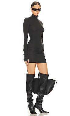 Helsa Turtleneck Mini Dress in 2nd Skin Jersey in Black from Revolve.com | Revolve Clothing (Global)