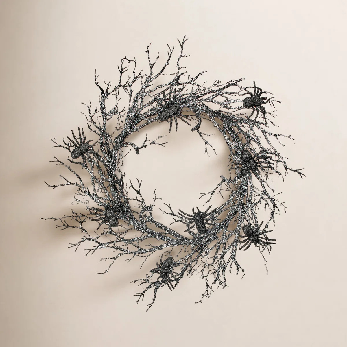 28" Glitter Branch Spider Wreath | Wayfair North America