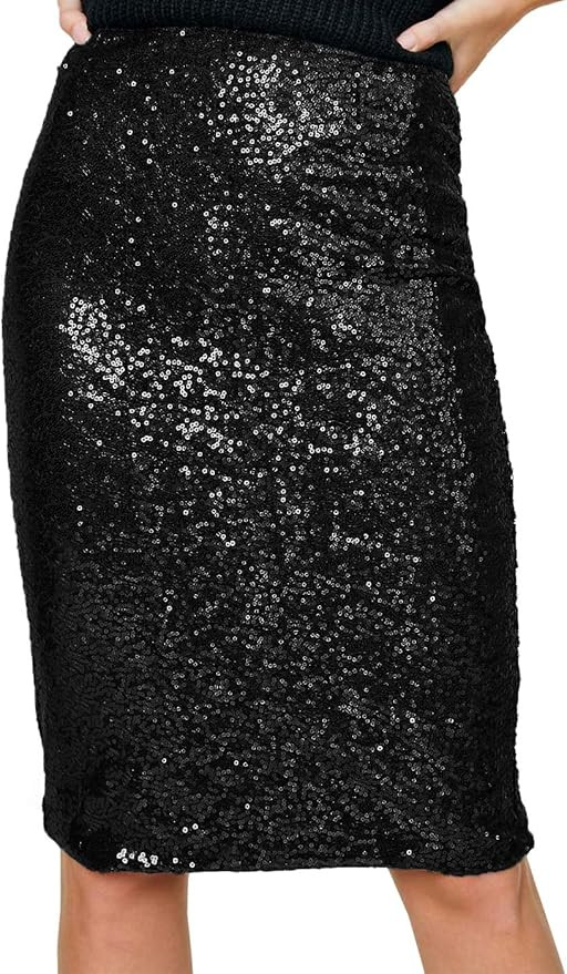 Anna-Kaci Women's High Waist Sparkly Sequins Midi Skirt Pencil Cocktail Party Skirt | Amazon (US)