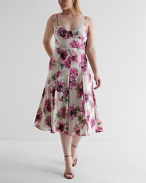 Floral Corset Back Cutout Midi Dress | Express