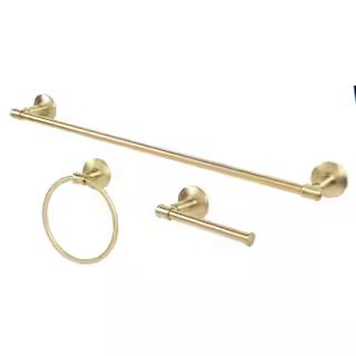 Glacier Bay Parsons 3-Piece Bath Hardware Set with Towel Bar Paper Holder Towel Ring in Brushed G... | The Home Depot