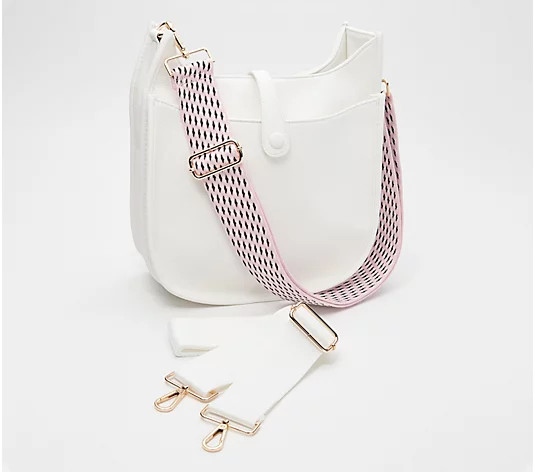 AHDORNED Multi Strap Pebble Grain Tab Front Large Messenger - QVC.com | QVC