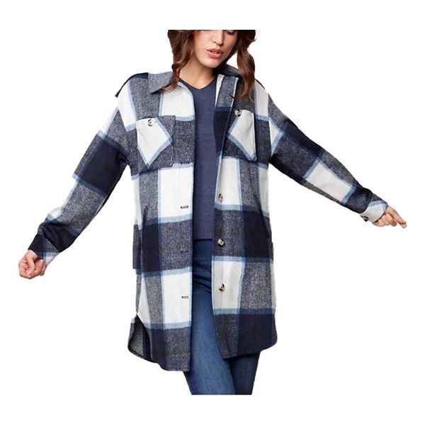 Women's Charlie B Long Plaid Wool Shirt Jacket | Scheels