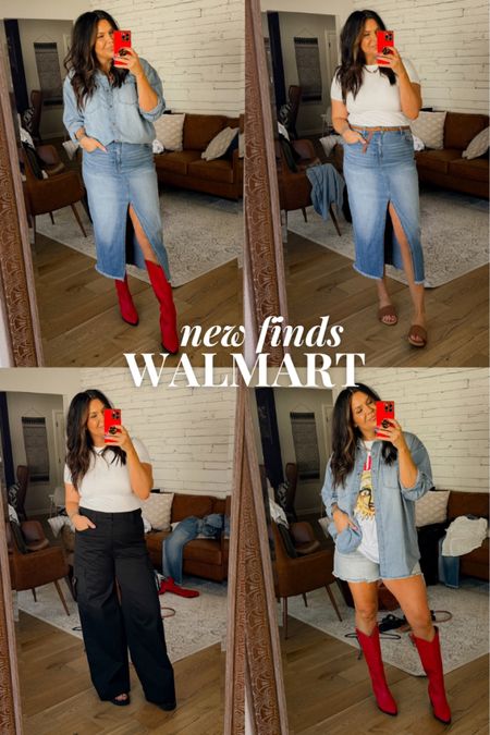 New Walmart finds!
Denim skirt: Size 13 
denim shirt: XL
White tee: XL
Black cargo pants: 14
Denim shorts: 16 (I sized up one)
Graphic tee: X
Boots & Sandals: TTS

#walmartpartner #walmartfashion @walmartfashion 

#LTKmidsize #LTKfindsunder100 #LTKfindsunder50