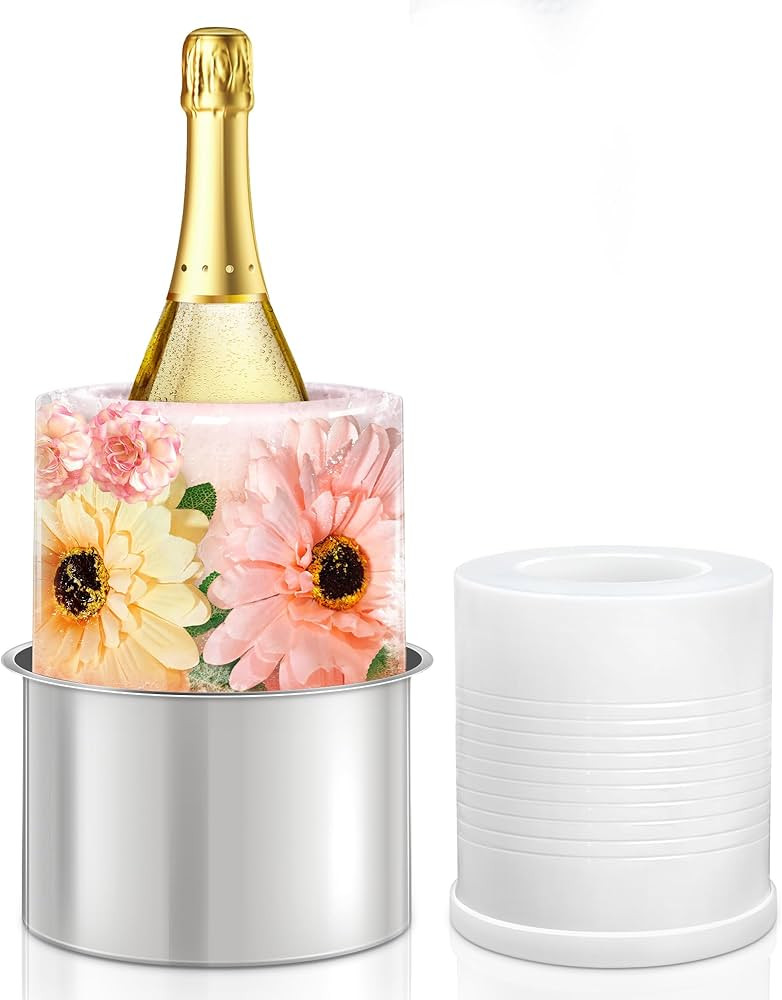 Silicone Ice Mold Wine Bottle Chiller, Champagne Ice Bucket Mold DIY Decorations with Flowers/Fru... | Amazon (US)