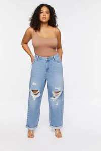 Plus Size Baggy Distressed Jeans | Forever 21 (US)