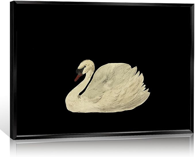 Yaasilinage Framed Antique Swan Canvas Wall Art, Modern Mute Watercolor Animal Pictures, Elegant ... | Amazon (US)
