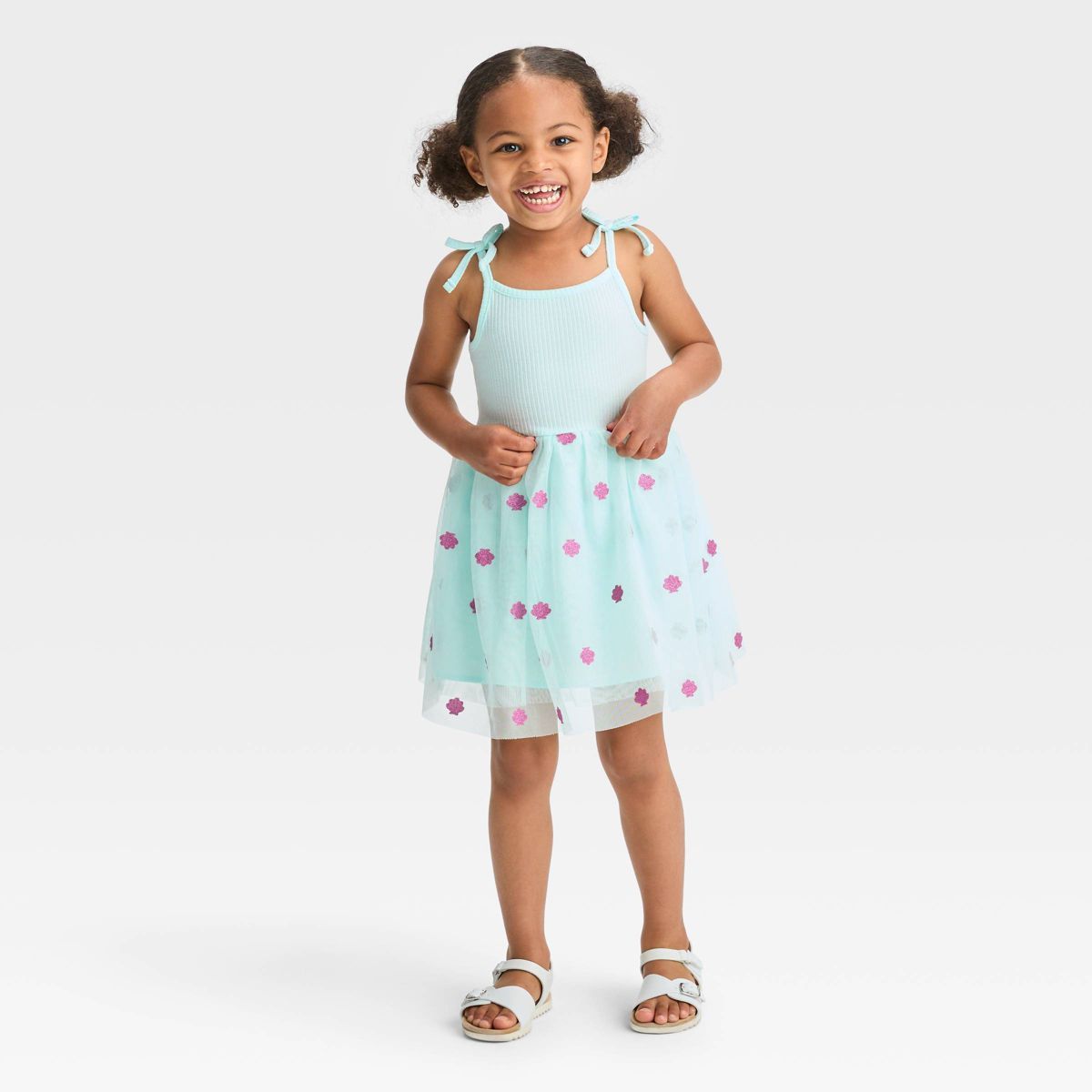 Toddler Girls' Seashell Tank Tulle Dress - Cat & Jack™ Aqua Blue | Target