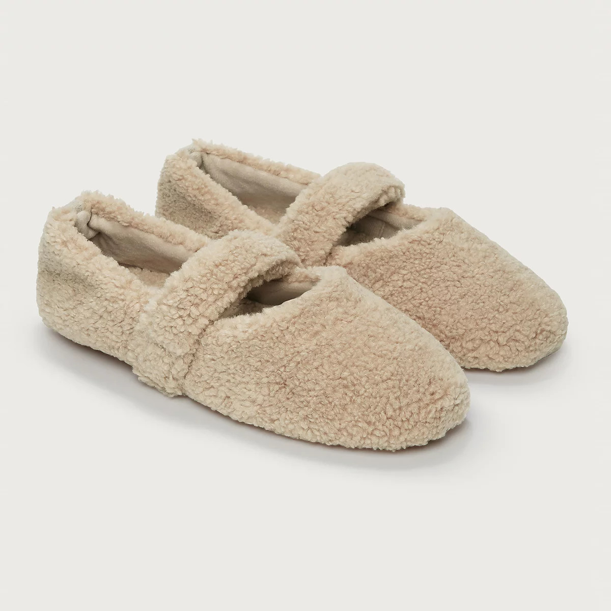 The White Company Borg Ballet Slippers, Neutral, Size: 5 | The White Company UK & ROW
