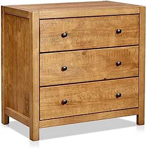 MUSEHOMEINC Rustic Wood with 3-Drawer Dresser,Storage Night Stand,Round Metal knobs For Bedroom, ... | Amazon (US)
