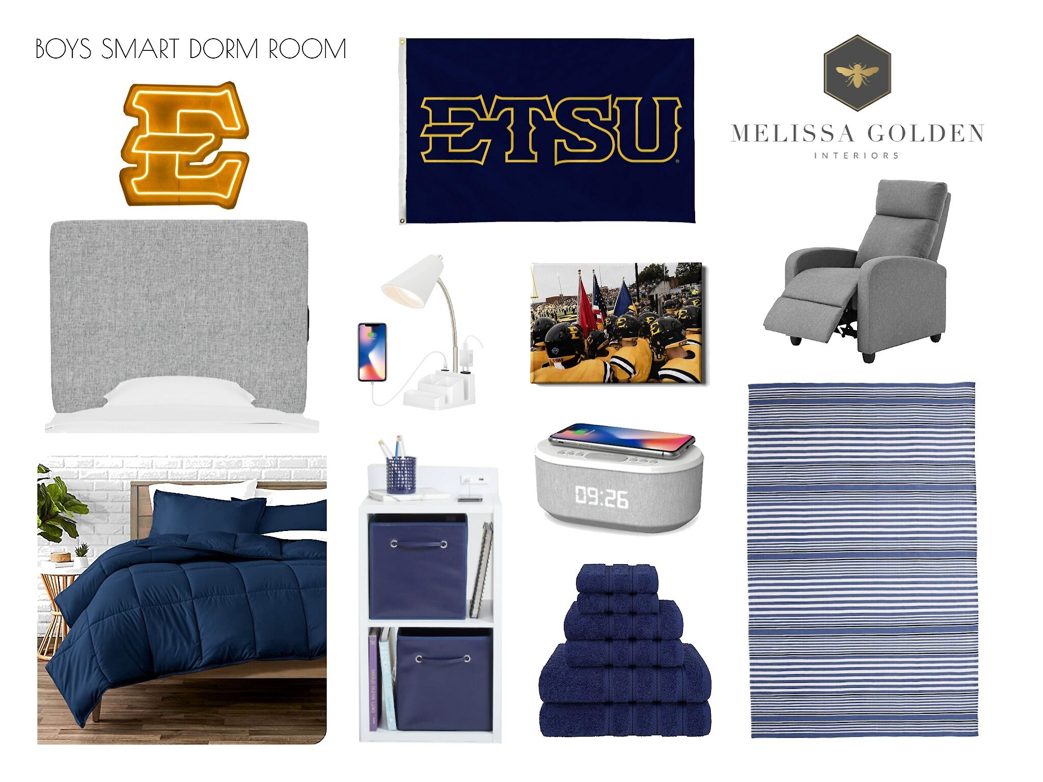 JUST DROPPED! 

For all my ETSU Freshman friends, we got you! Shop early to make sure these don’t go out of stock right before move in day. Note: Head board, lamp and nightstand all have extra plugs, and USB ports making it a “smart room”. Work smarter not harder from day one!

#moodboardmonday #moodboard #design #inspiration #moodboardaesthetic #style #interiordesign #dorm #dormdecor #college #ETSU #gobuccaneers #easttennesseestateuniversity #melissagoldeninteriors

#LTKstyletip #LTKFind #LTKhome