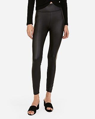 Super High Waisted Vegan Leather Ankle Leggings | Express