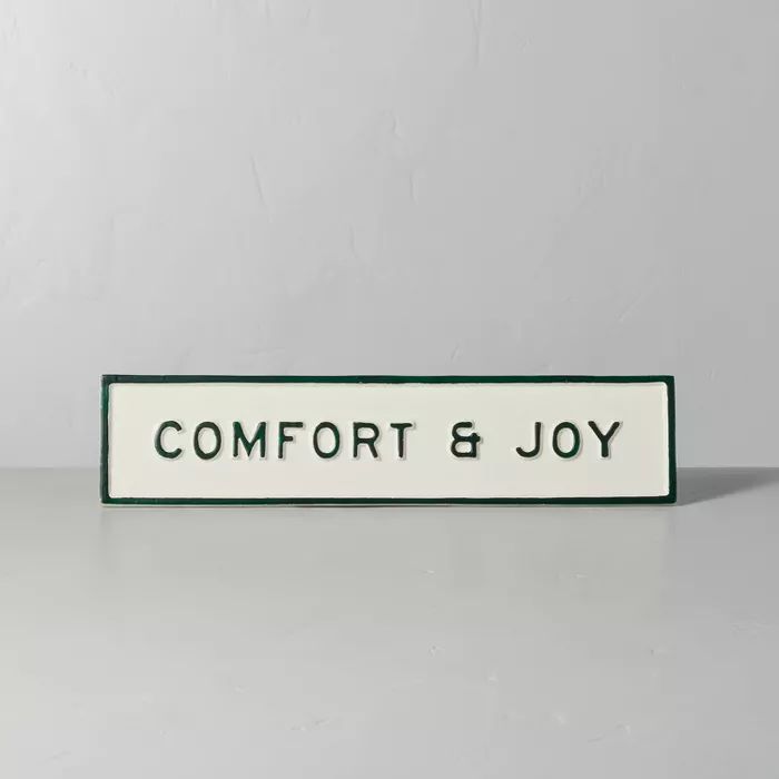 Comfort &#38; Joy Seasonal Sign Green/Cream - Hearth &#38; Hand&#8482; with Magnolia | Target