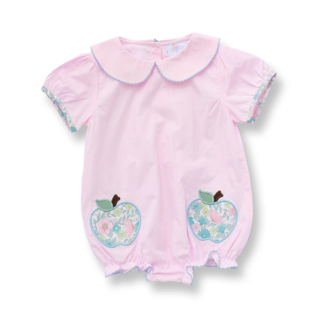 Girls Pink Gingham Apple Bubble | Lillie & Lilah