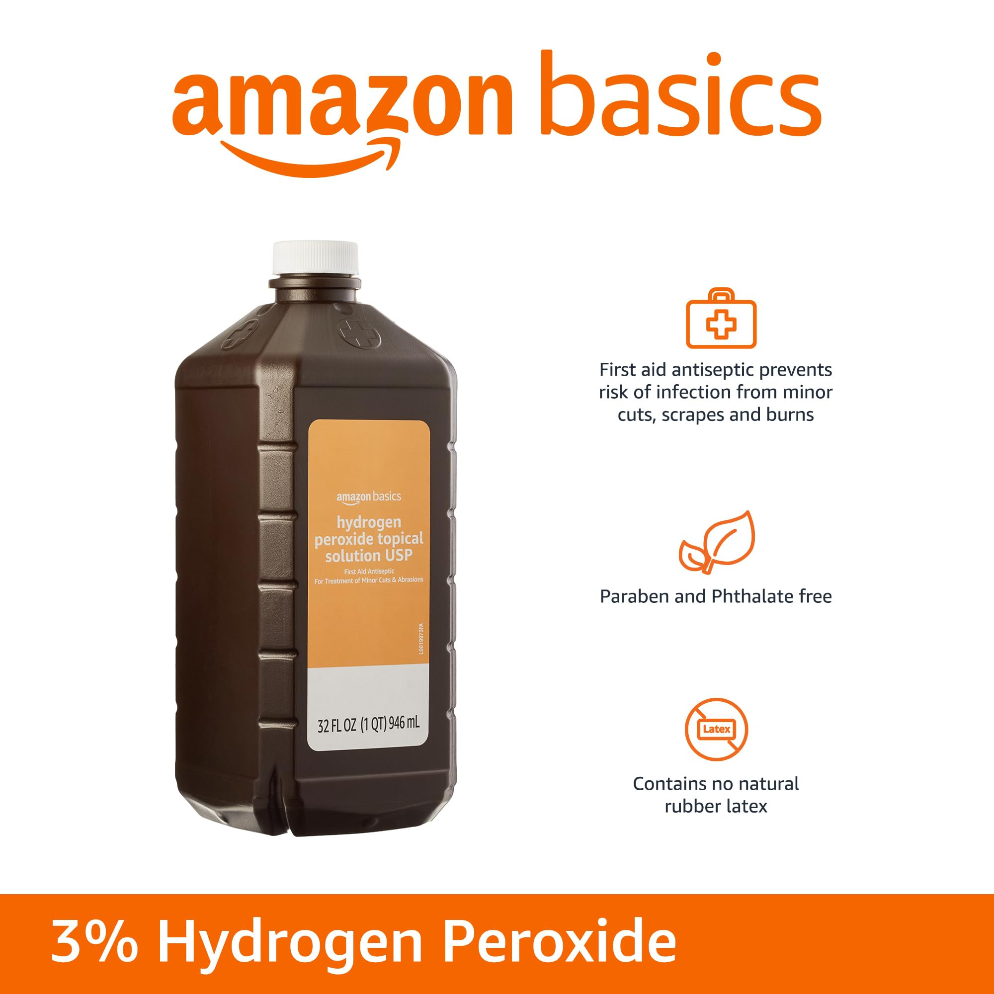 Amazon Basics Hydrogen Peroxide Topical Solution USP, 32 Fl Oz, Pack of 1 | Amazon (US)