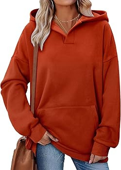 onlypuff Women Essential Hoodies Pullover Sweatshirt Long Sleeve Kangaroo Pocket Fleece Basic Swe... | Amazon (US)