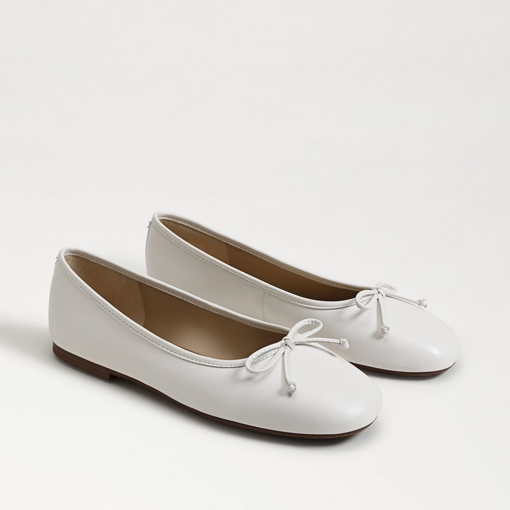 Sam Edelman Alie Ballet Flat Bright White Leather | Sam Edelman