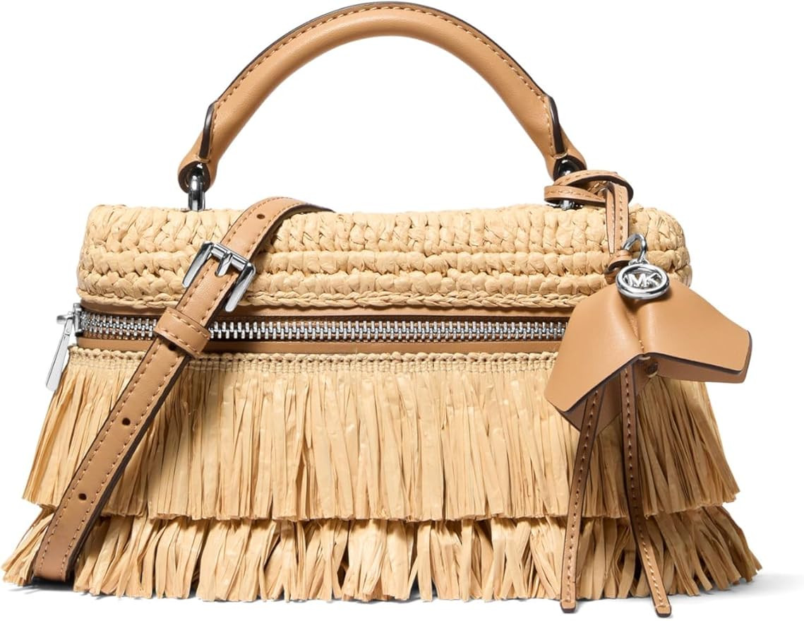 Michael Kors Women's Jana Extra Small Top Handle Crossbody, Silver-Tone Hardware/Crochet Straw | Amazon (US)