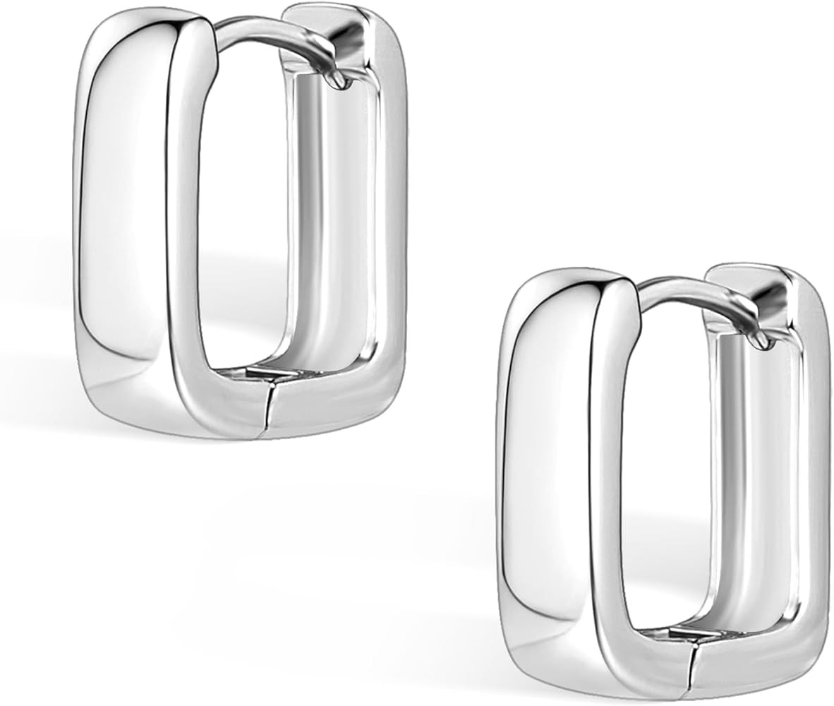 Silver Earrings Small Chunky Silver Earrings for Women Trendy 14K Gold Plated Hypoallergenic Cute... | Amazon (US)