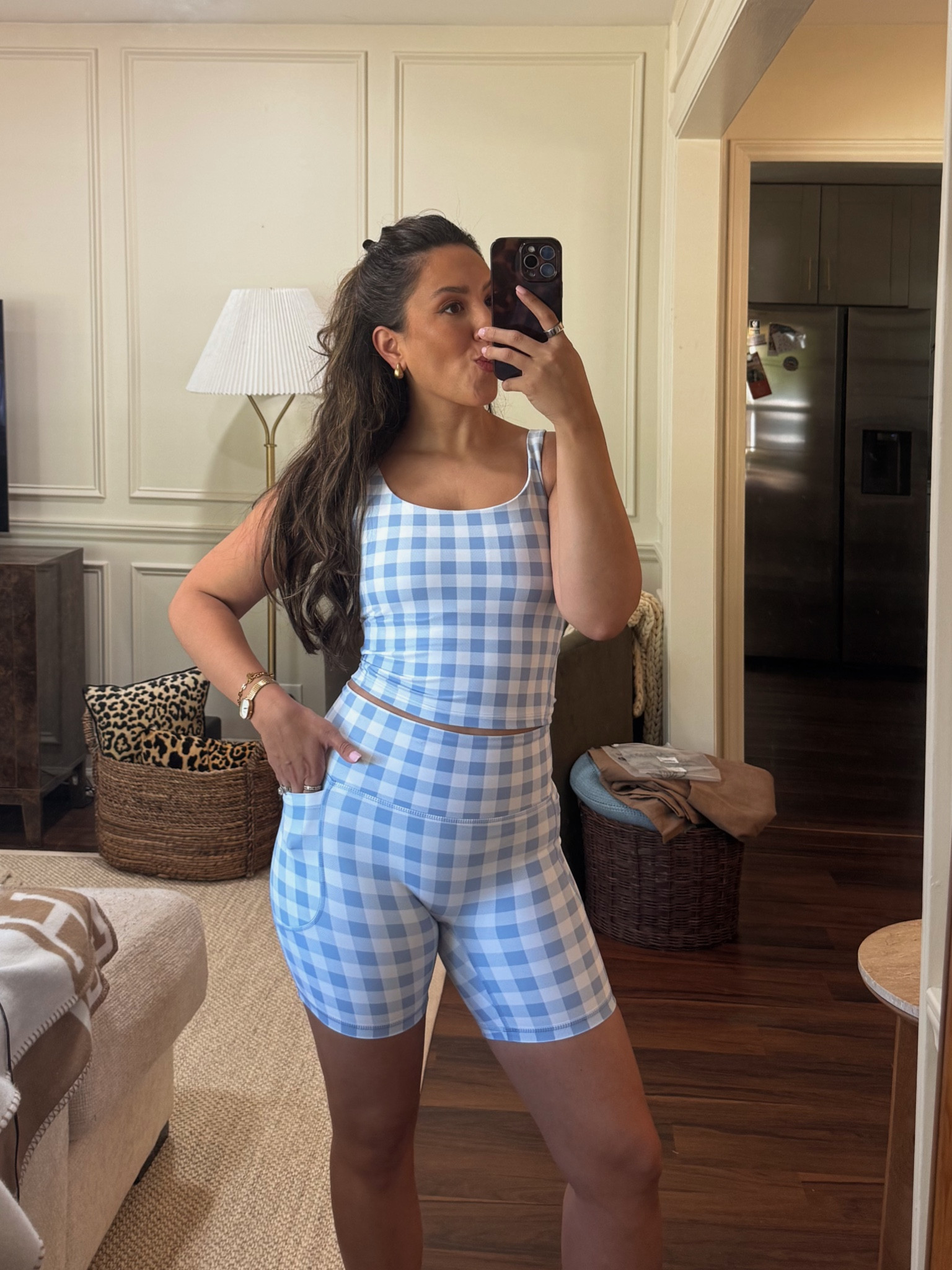 Blue gingham workout set with NO FRONT SEAM biker shorts!!

In size smalls but they do run small so I’d size up 

#LTKfitnessgoals #LTKootd
