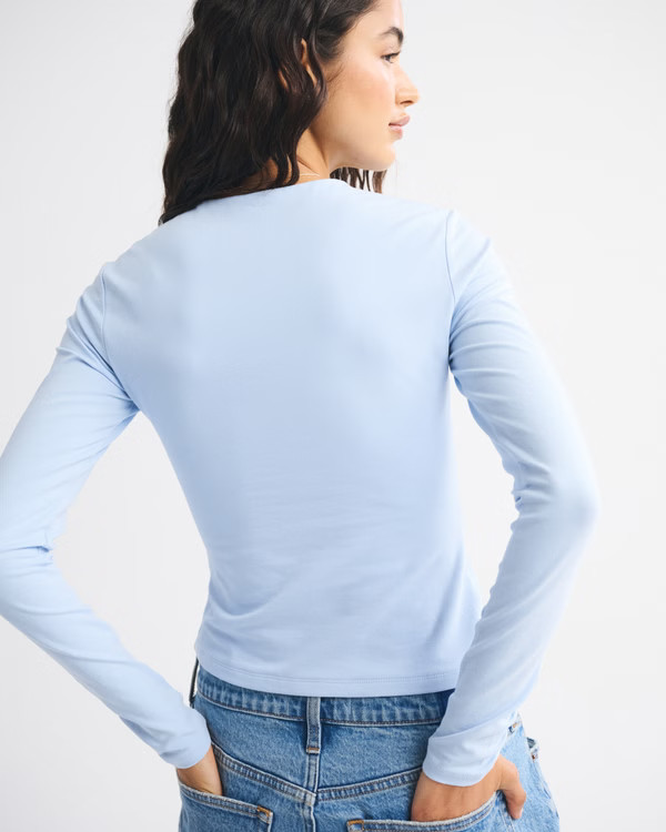 Double-Lined Long-Sleeve Baby Tee | Abercrombie & Fitch (US)