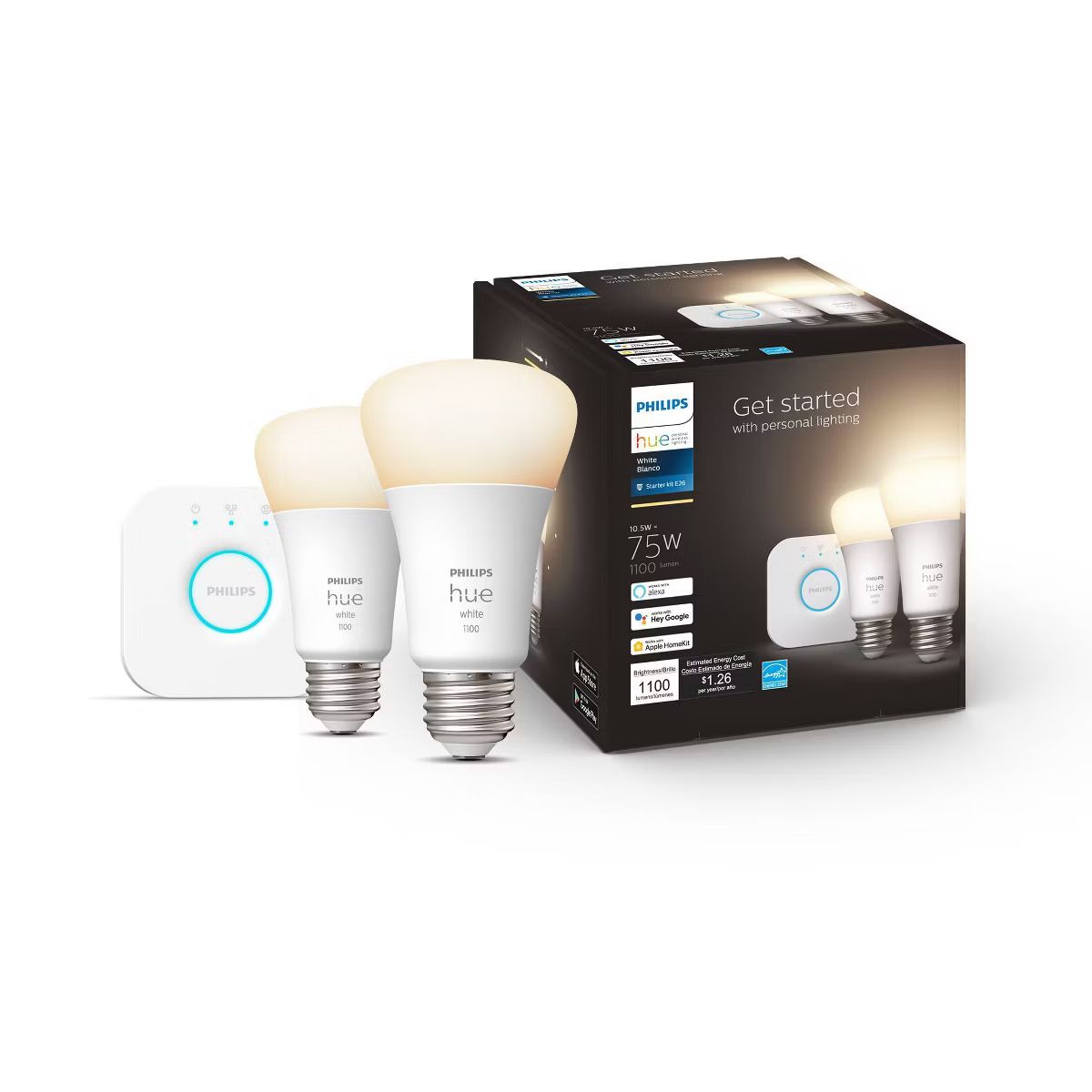 Philips Hue 2pk A19 LED Starter Kit with Bridge White | Target