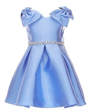Little Girls Mikado Bow Shoulder Box Pleat Skirt Dress | Dillard's