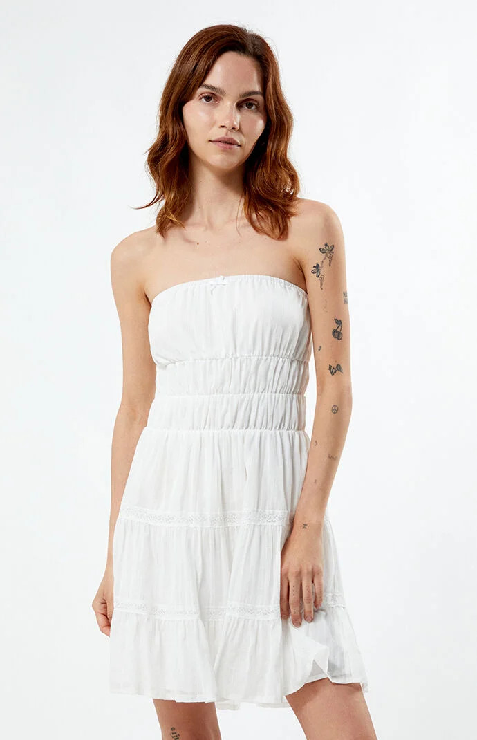 Women's Bow Strapless Mini Dress in White - Size XS | PacSun