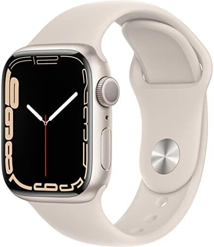 Apple Watch Series 7 (GPS, 41mm) Starlight Aluminum Case with Starlight Sport Band, Regular (Rene... | Amazon (US)