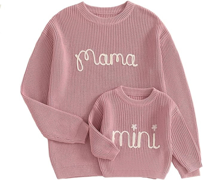 Mommy and Me Outfits Mama and Mini Long Sleeve Knit Sweater Pullover Mother Baby Daughter Matchin... | Amazon (US)