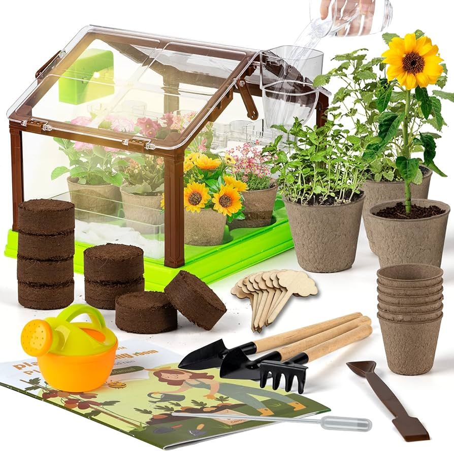 Plant Kit for Kids,Grow House with Irrigation System,Growing Room Garden Tools, Gardening Kit Gif... | Amazon (US)