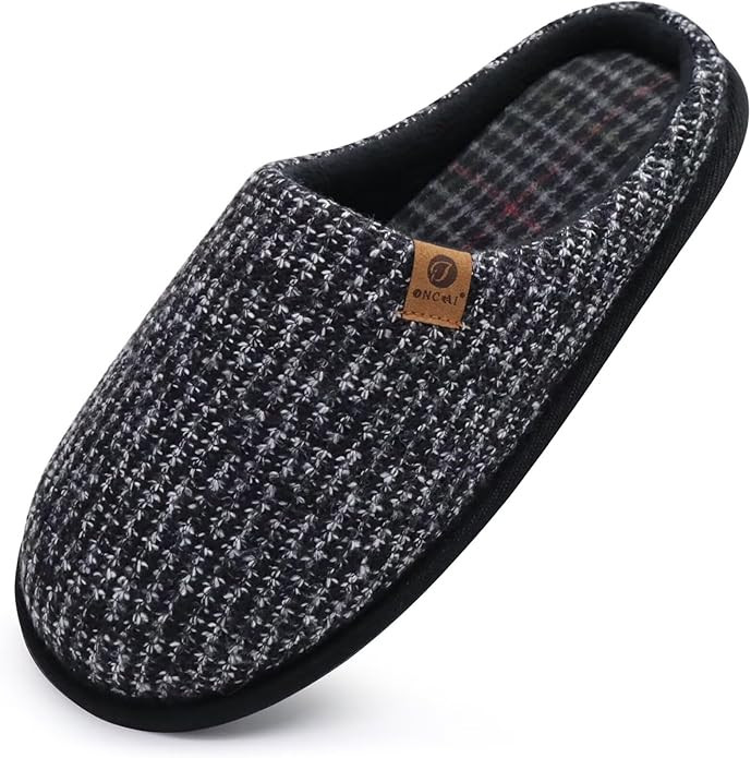 ONCAI Men's House Slippers Memory Foam Slip-On Warm Cozy Scuff Home Bedroom Shoes with Indoor/Out... | Amazon (US)