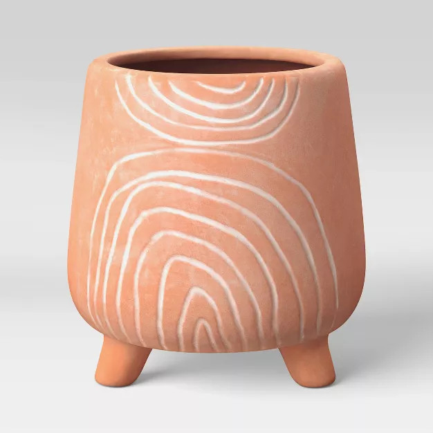 12" Arches Stoneware Outdoor Planter Terracotta/White - Opalhouse™ | Target