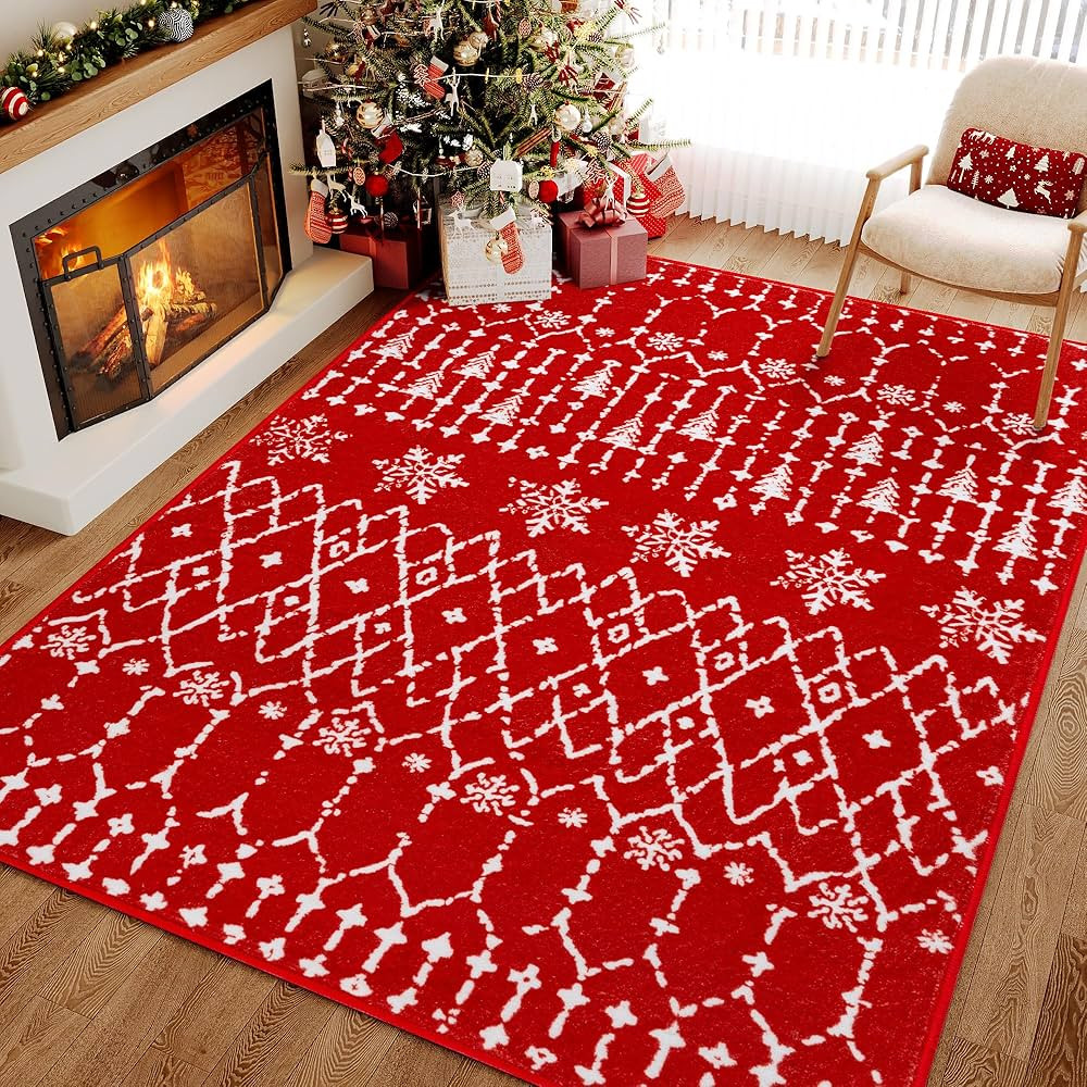 Christmas Boho Area Rug 5x7 Living Room Rug Machine Washable Rugs Low Pile Carpet Indoor Door Mat... | Amazon (US)