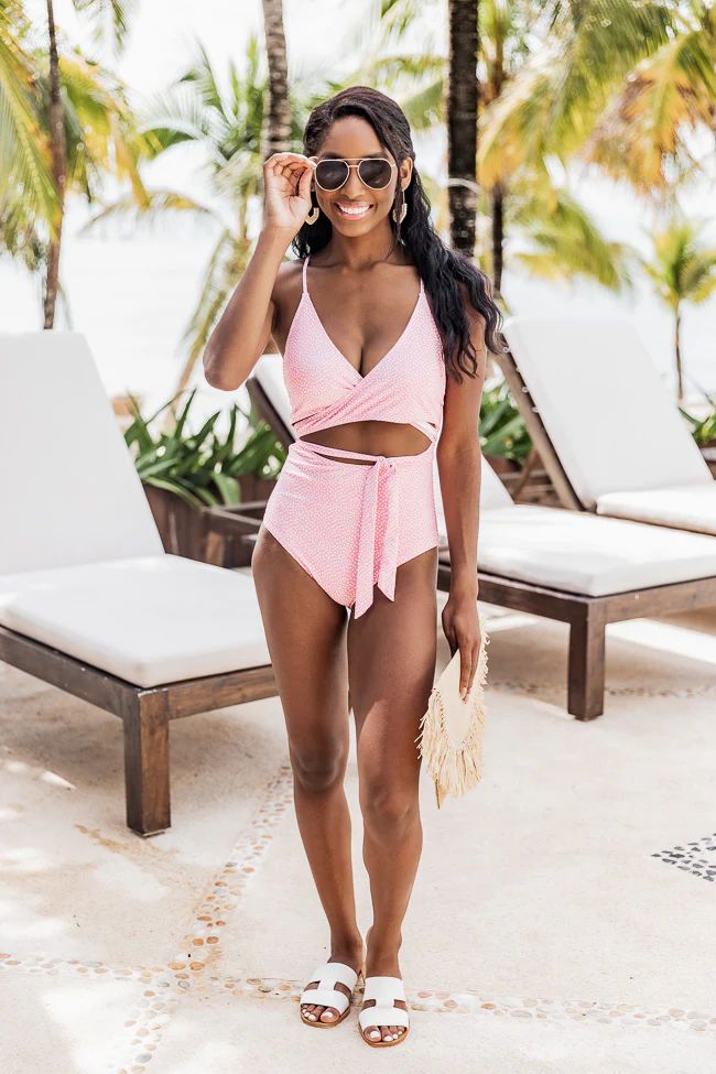 Caribbean Crush Mauve Spotted Wrap Swimsuit FINAL SALE | Pink Lily