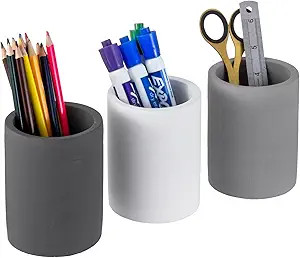 MyGift Modern Gray Concrete Cylinder Desktop Pen Holder Pencil Cup and Office Stationery Supplies... | Amazon (US)