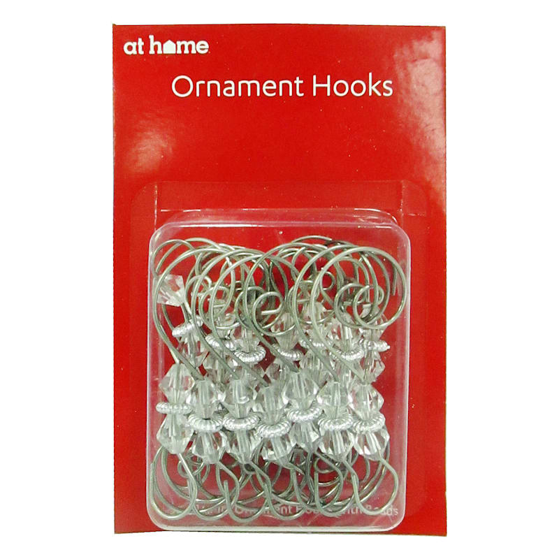 20-Count Beaded Silver Ornament Hooks | At Home