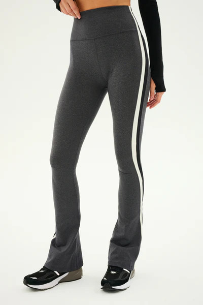 Raquel High Waist Flared Legging - Heather Grey/White/Black | SPLITS59 | Splits59.com