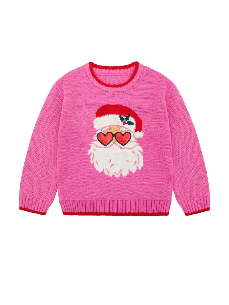 Holiday Time Toddler Girls Santa Christmas Sweater, Sizes 12M-5T | Walmart (US)