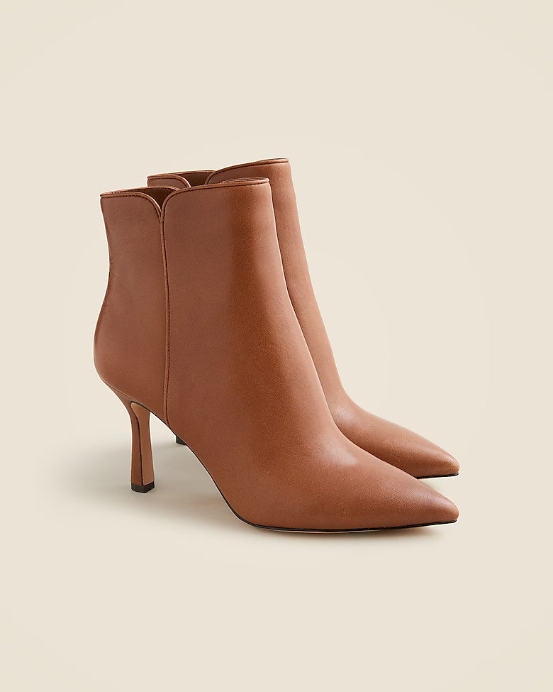 Pointed-toe ankle boots in leather | J. Crew US