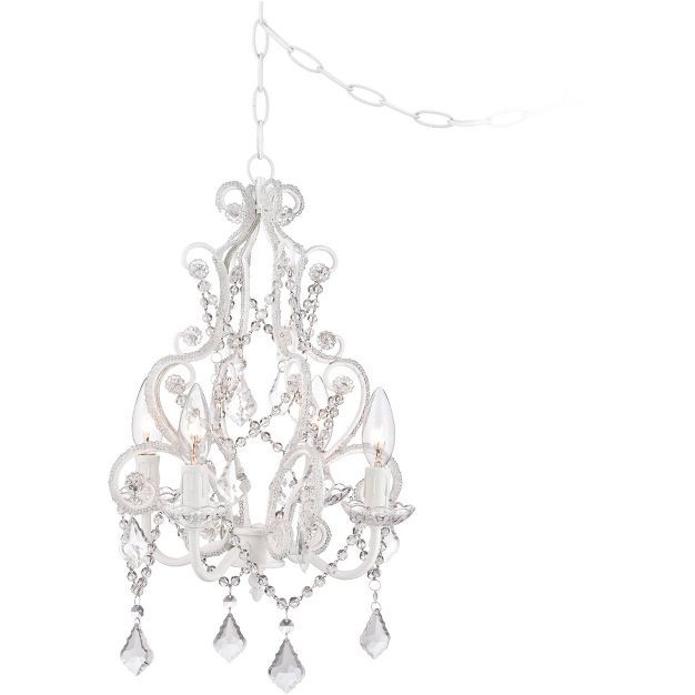 Regency Hill White Plug In Swag Chandelier 13 1/2" Wide Crystal Accents 4-Light Fixture Dining Ro... | Target
