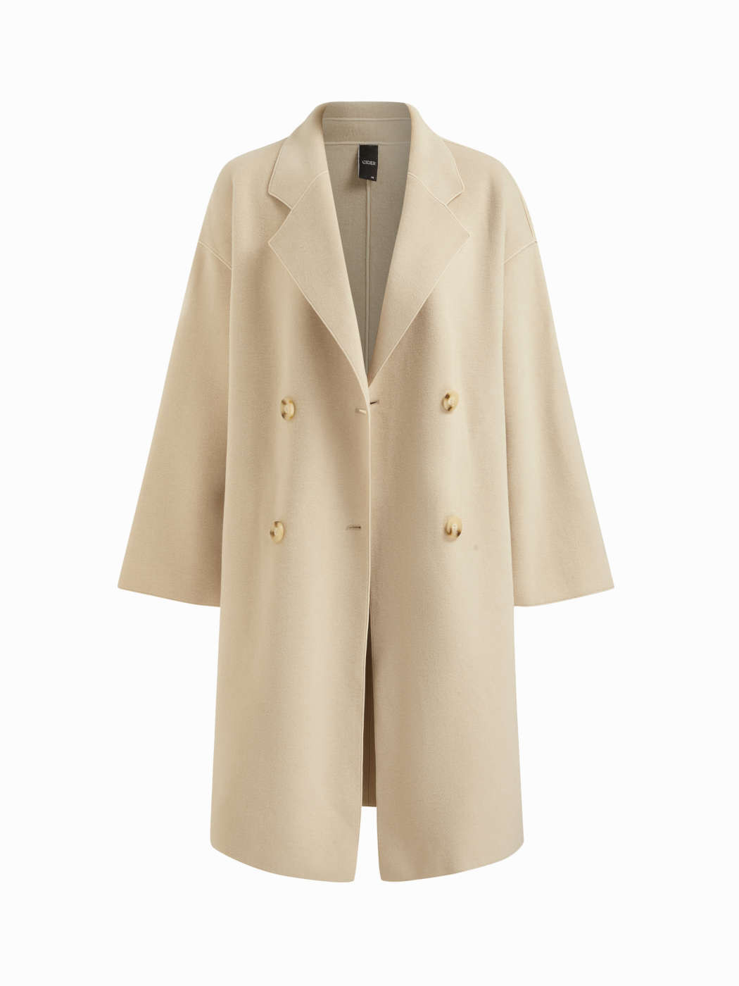 Wollähnliche Stoffe Wollmischungskragen Doppelreihig Übergrößer Mantel For Lässige Alltagskl... | Cider