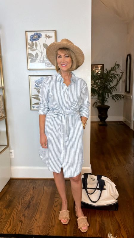 Pretty linen dress is perfect for summer is 50% off for Memorial Day! This hat has an adjustable tie inside and compliments this dress so well. Wear the hat with so many outfits. Taking both of these on vacation! 

#LTKFindsUnder50 #LTKStyleTip #LTKSaleAlert