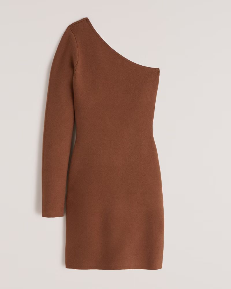 Long-Sleeve One-Shoulder Sweater Dress | Abercrombie & Fitch (US)